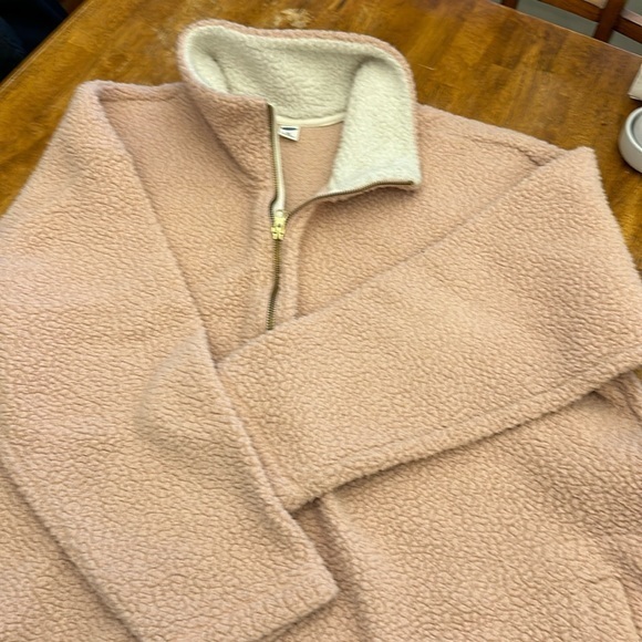 Pink and white Sherpa teddy bear 1/2 zip - Picture 1 of 3